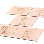 Набор 5 досок для выжигания с рисунком «Зверушки», 15 × 21 см - фото 319329266
