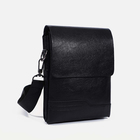 Сумка деловая на молнии, 2 наружных кармана, длинный ремень, цвет чёрный - фото 1869304