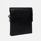 Сумка деловая на молнии, 2 наружных кармана, длинный ремень, цвет чёрный - фото 1869341