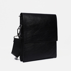 Сумка деловая на молнии, 2 наружных кармана, длинный ремень, цвет чёрный - фото 1869372