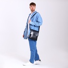 Сумка планшет мужская, 3 отдела на молнии, 2 наружных кармана, регулируемый ремень, чёрная - фото 47156474