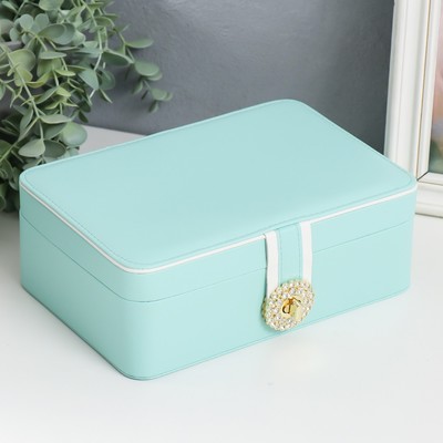 Шкатулка для украшений «С пряжкой», с зеркалом, искусственная кожа, мятная, 24×18.5×9 см