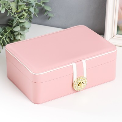 Шкатулка для украшений «С пряжкой», с зеркалом, искусственная кожа, розовая, 24×18.5×9 см