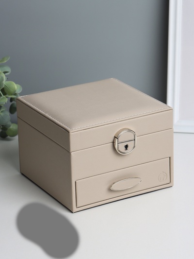 Шкатулка для украшений «Серый опал», искусственная кожа, с замком, 16×16×11.8 см