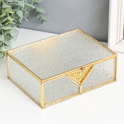 Шкатулка для украшений «Ажурная вставка. Капли», стекло с металлическим каркасом, 18.5×14×6.5 см