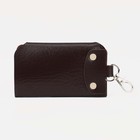 Ключница карманная на кнопках, длина 11 см, 7 карабинов, цвет коричневый - Фото 2