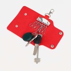 Ключница на кнопках, длина 11 см, 7 карабинов, цвет красный - фото 9595429