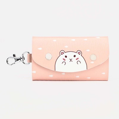 Ключница карманная на кнопках, 7 карабинов, размер 10.8×2.5×6.3 см, бежевая