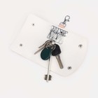 Ключница на кнопках, длина 10.8 см, 7 карабинов, цвет бежевый - фото 6842107