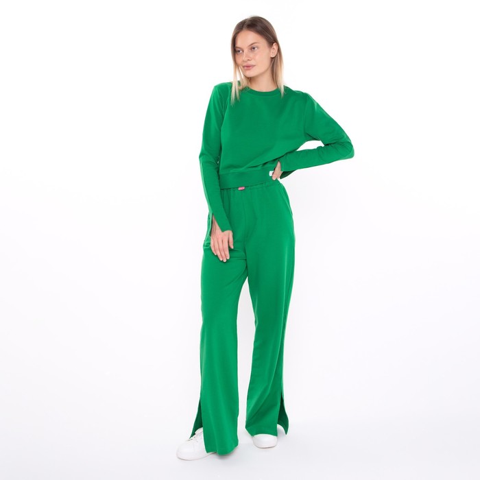 Костюм женский (толстовка/брюки), цвет тёмно-зелёный, размер L (46-48) 61125