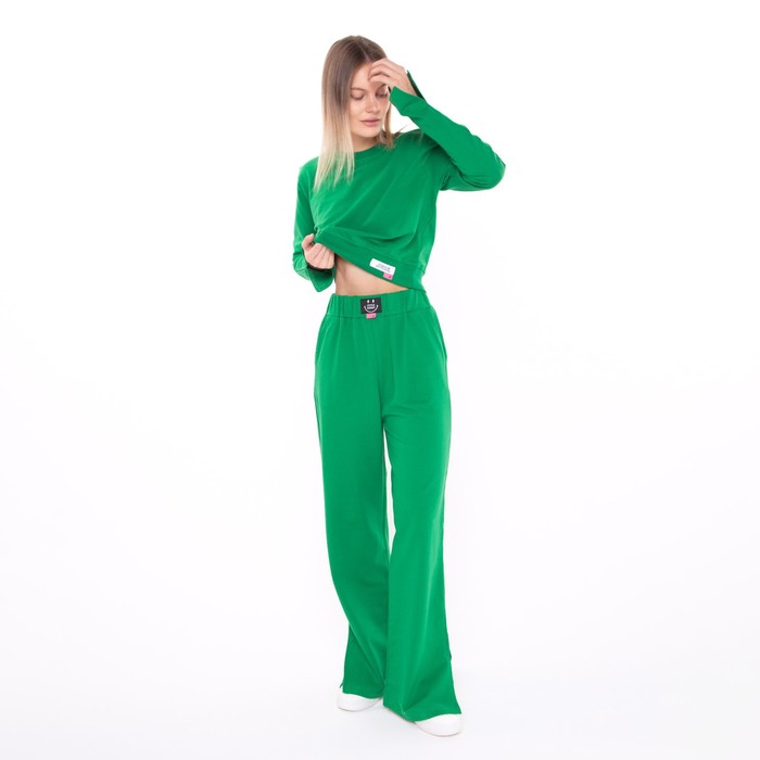 Костюм женский (толстовка/брюки), цвет тёмно-зелёный, размер L (46-48) 61125