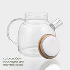 Заварочный чайник BellaTenero «Эко», 1.2 л, с бамбуковой крышкой, металлический фильтр, стекло - Фото 4