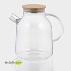 Заварочный чайник BellaTenero «Эко», 1.8 л, с бамбуковой крышкой, металлический фильтр, стекло - Фото 1