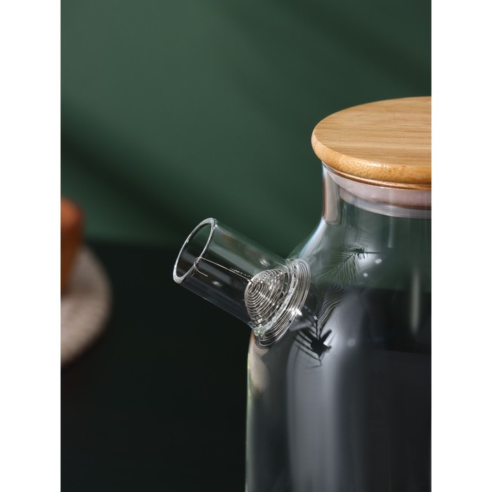 Чайник заварочный стеклянный с бамбуковой крышкой и металлическим фильтром BellaTenero «Эко», 1,8 л - фото 1907660252