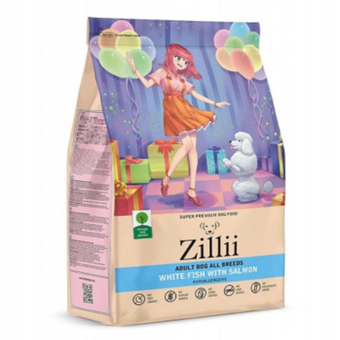 

Сухой корм ZILLII Dog Adult для собак, белая рыба и лосось, 3 кг