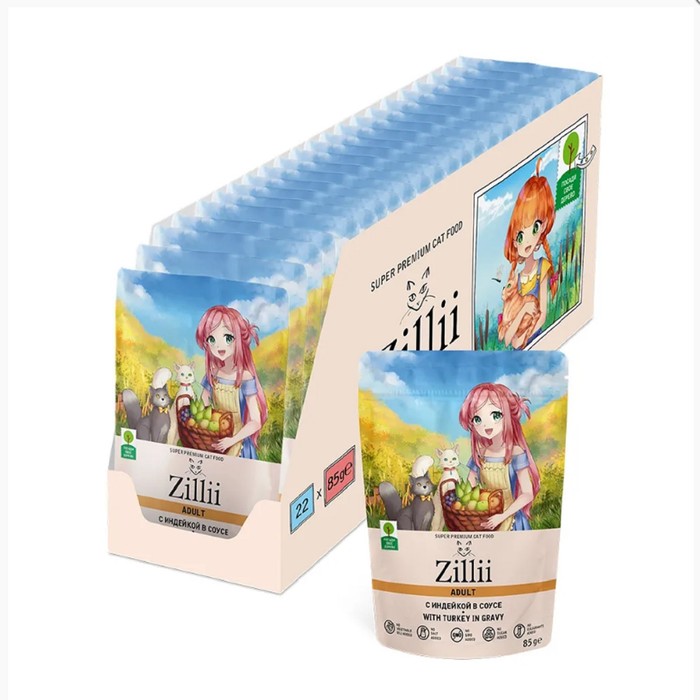 

Влажный корм ZILLII Adult Cat Turkey для кошек, индейка в соусе, 85 г
