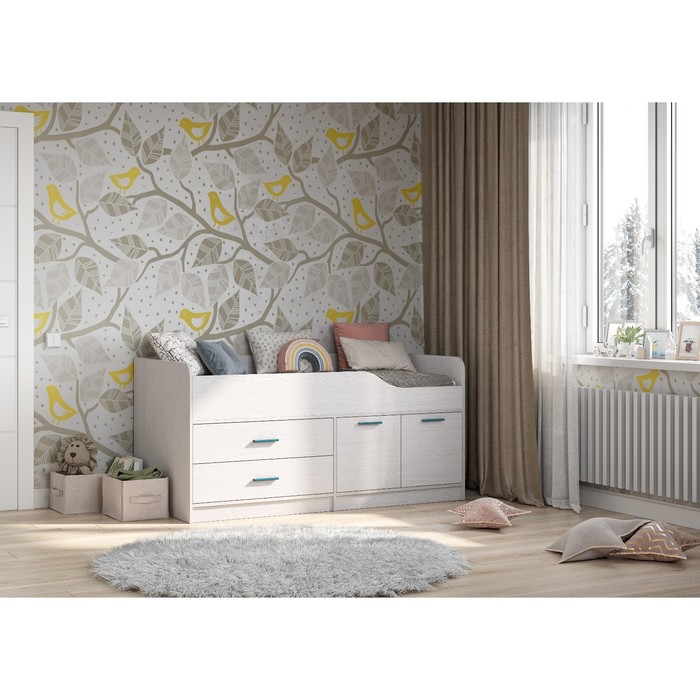 Кровать детская «Каприз 16», с ящиками, с тумбой, 1640×842×800 мм, цвет анкор/белый - Фото 1