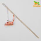 Дразнилка-удочка с мышью на деревянной ручке, микс цветов - Фото 1