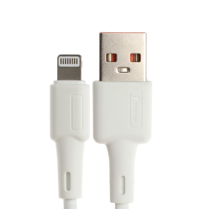 Кабель ONE DEPOT S33W, Lightning - USB, 2.4 А, 1 метр, силиконовая оплетка, белый - фото 51460358