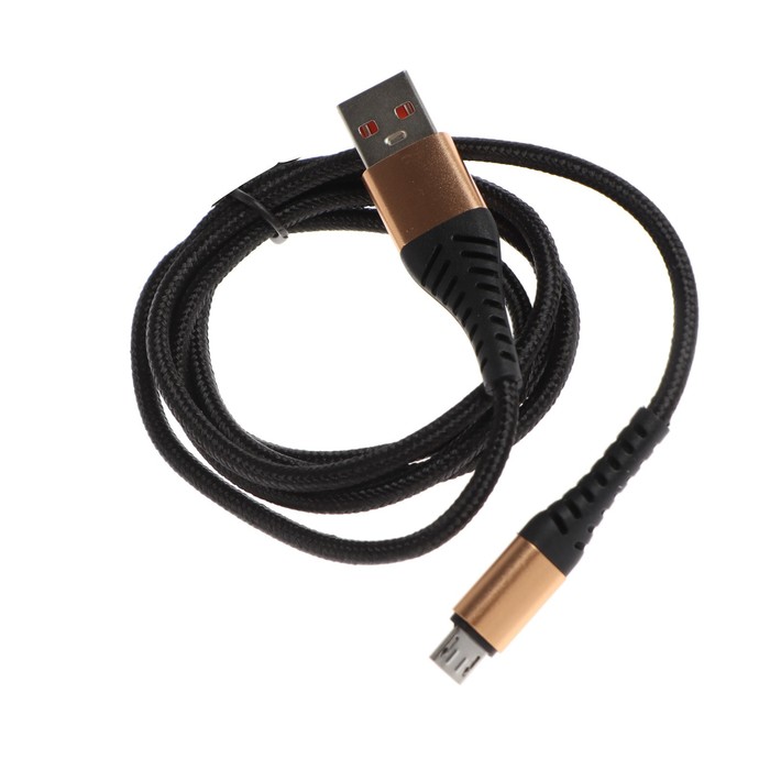 Кабель ONE DEPOT S03, microUSB - USB, 2.4 А, 1 метр, текстильная оплетка,черный - фото 51460377