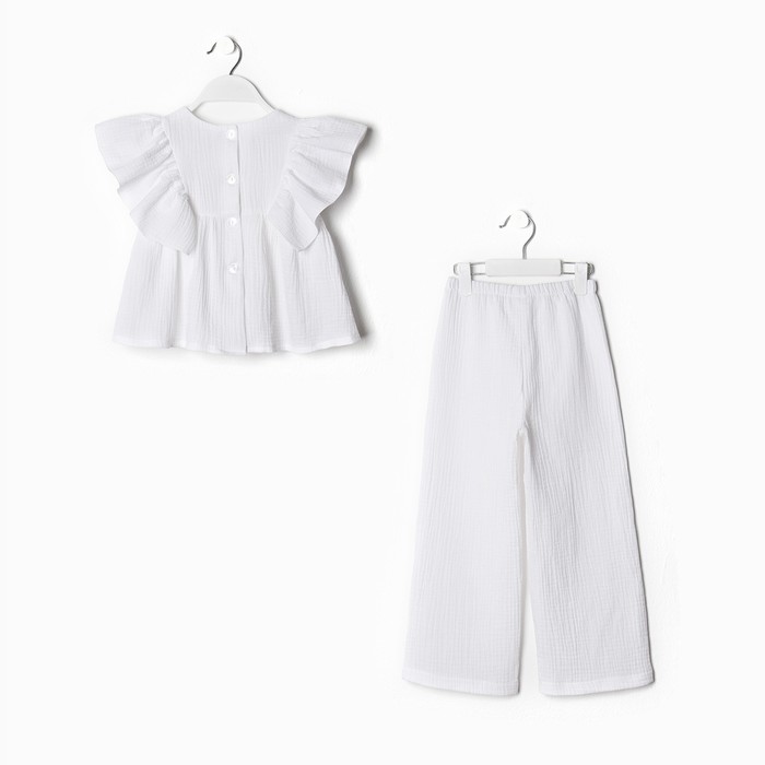 Комплект (блузка и брюки) для девочки MINAKU цвет белый, рост 104 см - фото 1907660427