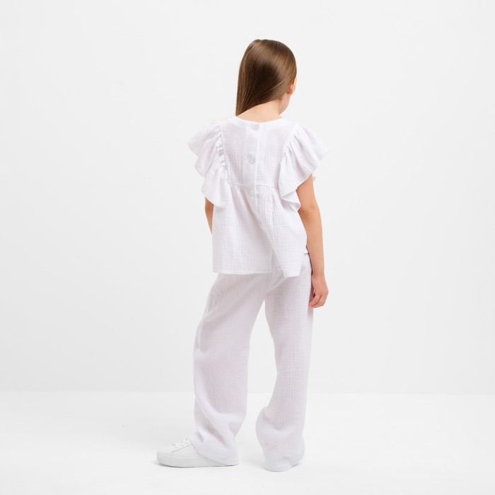 Комплект (блузка и брюки) для девочки MINAKU цвет белый, рост 104 см - фото 1907660417