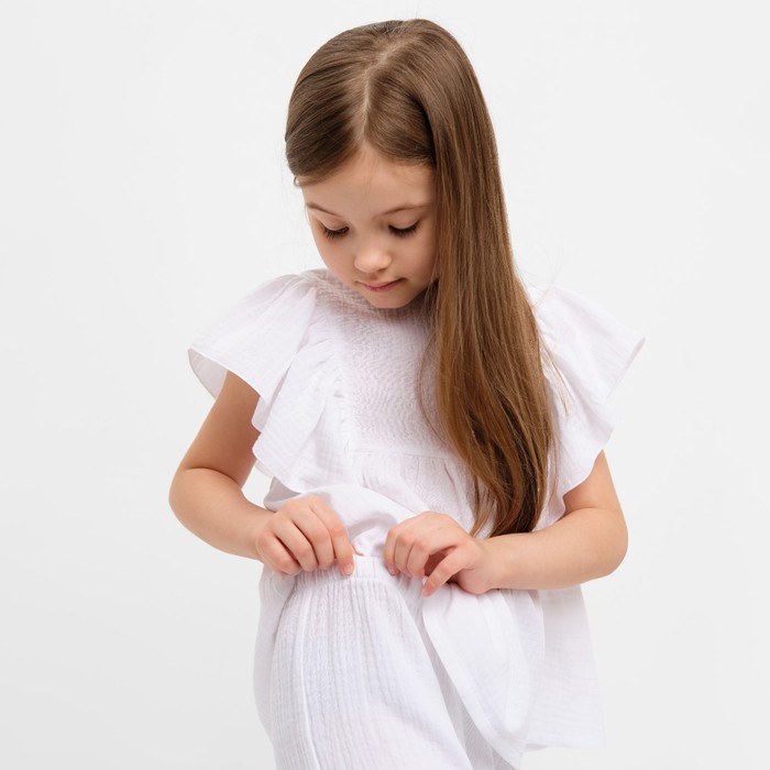 Комплект (блузка и брюки) для девочки MINAKU цвет белый, рост 104 см - фото 1907660419