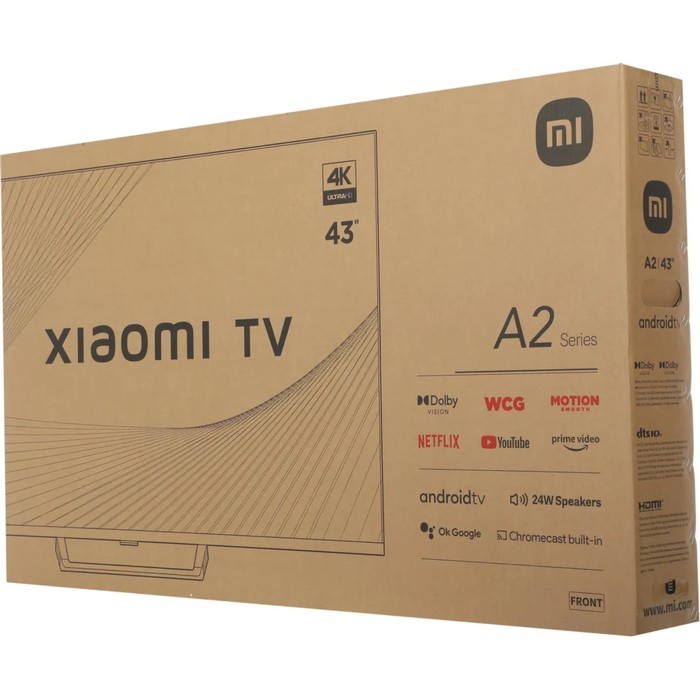 Телевизор Xiaomi Mi LED TV А2, 43", 3840x2160, DVB-T2/C/S2, HDMI 3, USB 2, Smart TV, черный - фото 51597630