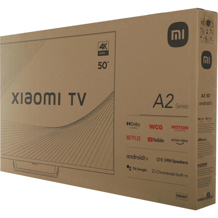 Телевизор Xiaomi Mi LED TV А2, 50", 3840x2160, DVB-T2/C/S2, HDMI 3, USB 2, Smart TV, черный - фото 51325805