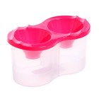 Стакан - непроливайка для рисования двойной Calligrata, 150 мл ×2, с держателем для кистей, розовый - Фото 1