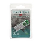 Флешка Exployd 530, 32 Гб, USB2.0, чт до 15 Мб/с, зап до 8 Мб/с, зелёная - фото 319331899