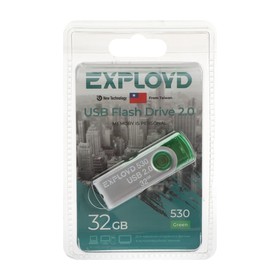 Флешка Exployd 530, 32 Гб, USB2.0, чт до 15 Мб/с, зап до 8 Мб/с, зелёная
