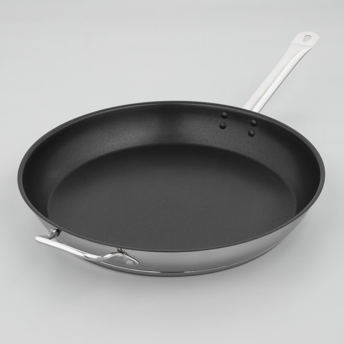 Сковорода Катунь «Общепит», d=40 см, толщина корпуса 0.8 мм, дно 3.5 мм, антипригарное покрытие, индукция, нержавеющая сталь - Фото 1