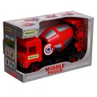 Автомобиль бетономешалкаMiddle Truck, красный, в коробке - Фото 1