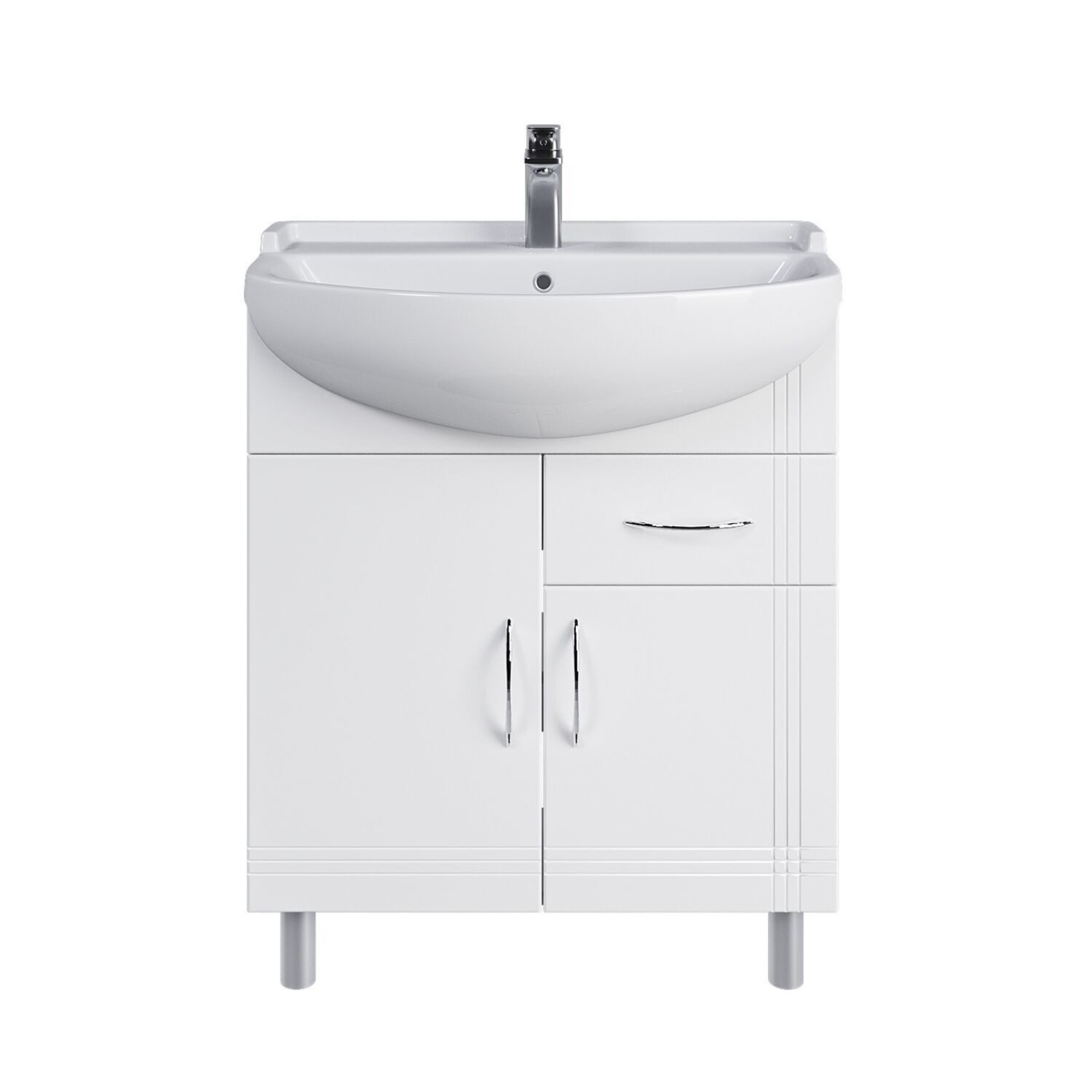 Тумба напольная SanStar "Вольга 70" с раковиной "Амур 70", белая ...