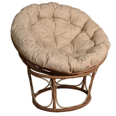 Кресло «Папасан», 99×105×85 см, с бежевой подушкой, коричневое