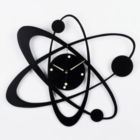 Часы настенные из металла "Космос", бесшумные, d-40 см, циферблат 12 см, светящиеся, АА