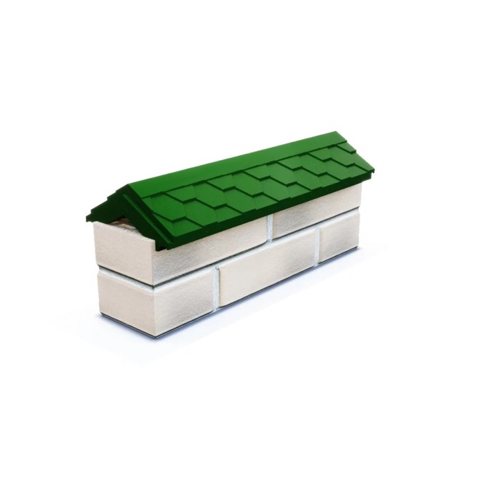 Парапет ППК на пролёт забора в 0,5 кирпича, 50 × 13 × 1,5 см, зелёный, «Гибкая черепица»