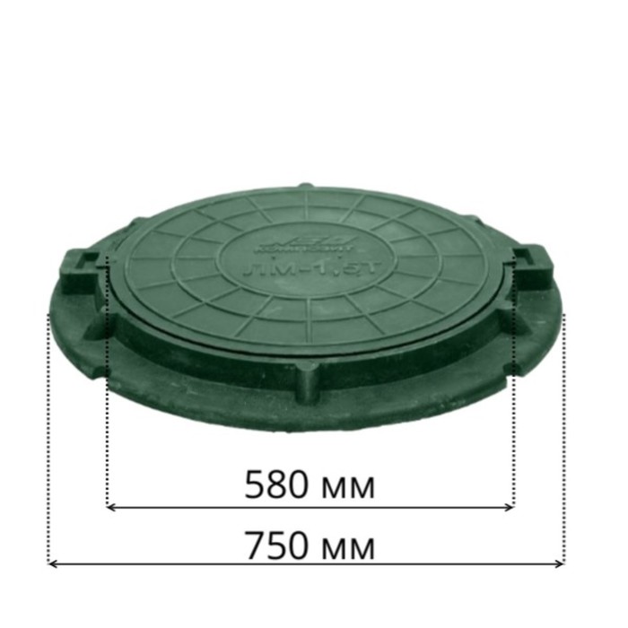 Люк ППК ревизионный, тип «ЛМ», d = 58 см, до 1,5 тонн, зелёный - фото 1881152967