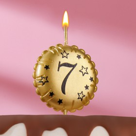 Свеча в торт на шпажке "Воздушный шарик", цифра 7, 3,5 см, золото