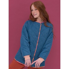 Двусторонняя куртка для девочек, рост 134 см, цвет джинс