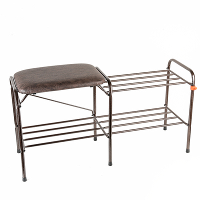 Подставка для обуви с сиденьем 2 яруса 89×30×45 см, цвет медный антик