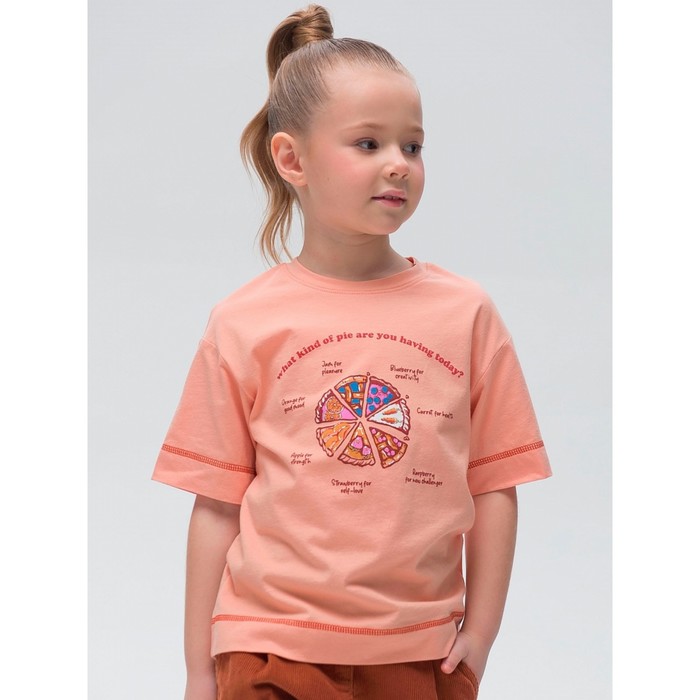 Футболка для девочек, рост 104 см, цвет персиковый