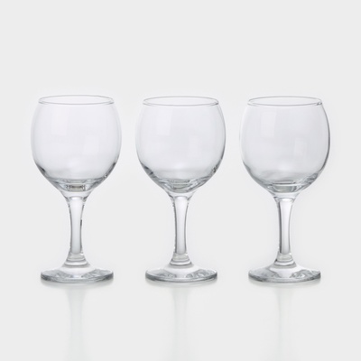 Бокалы для вина Bistro, 290 мл, стекло, прозрачные, набор 3 шт