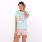 Комплект домашний женский «Кошки»(футболка/шорты), цвет мята/розовый, размер 44 - фото 321384505