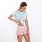 Комплект домашний женский «Кошки»(футболка/шорты), цвет мята/розовый, размер 46 - Фото 2