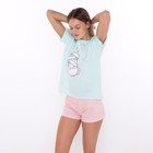 Комплект домашний женский «Кошки»(футболка/шорты), цвет мята/розовый, размер 46 - Фото 4