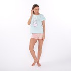 Комплект домашний женский «Кошки»(футболка/шорты), цвет мята/розовый, размер 46 - Фото 5