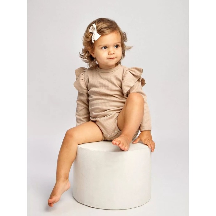 Боди детское с длинным рукавом и рюшами Amarobaby Fashion, рост 86 см, цвет бежевый - Фото 1
