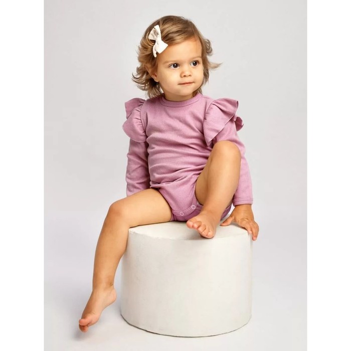 Боди детское с длинным рукавом и рюшами Amarobaby Fashion, рост 80 см, цвет розовый - Фото 1
